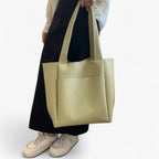 Vegan Leather Shoulder Tote with Magnetic Closure