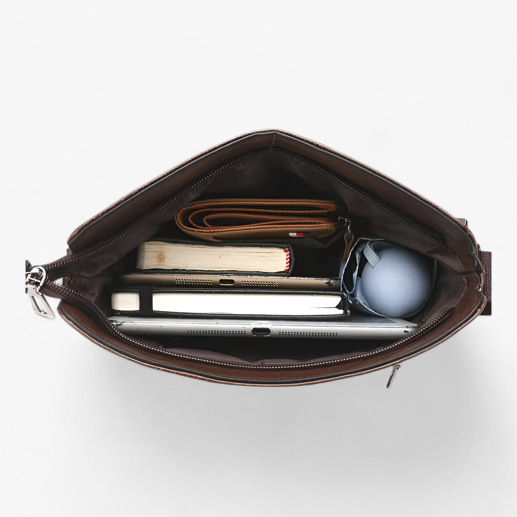 Bolso de hombro de piel sintética PU con varios bolsillos interiores