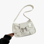 Compact Envelope Clutch with Bow Detail in PU Leather