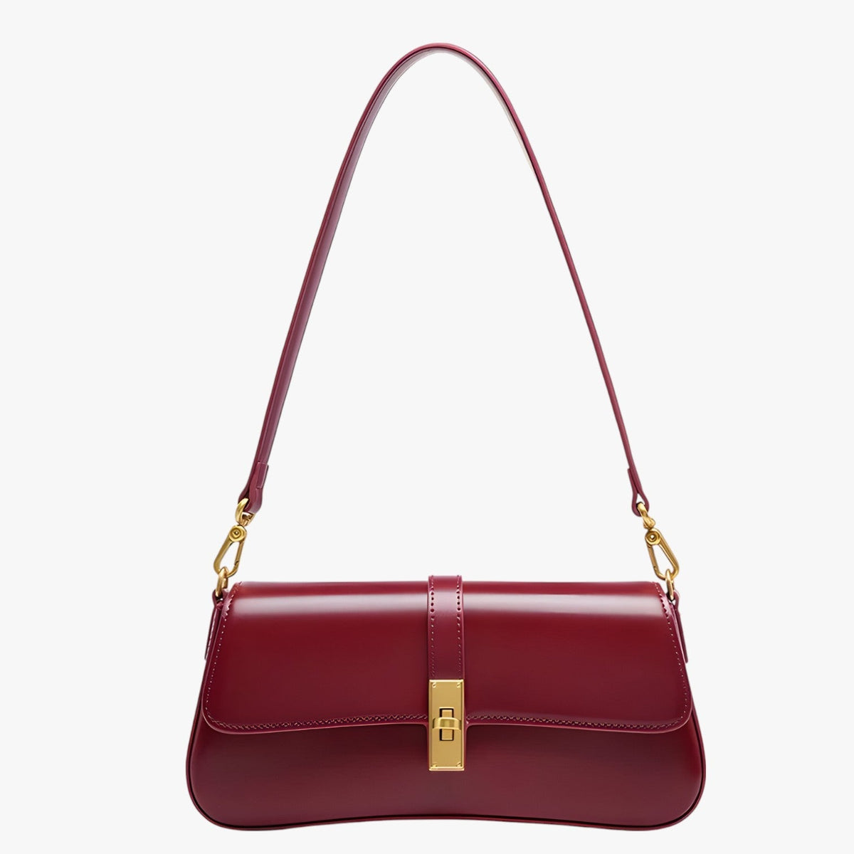 Faux Leather Baguette Bag with Adjustable Strap