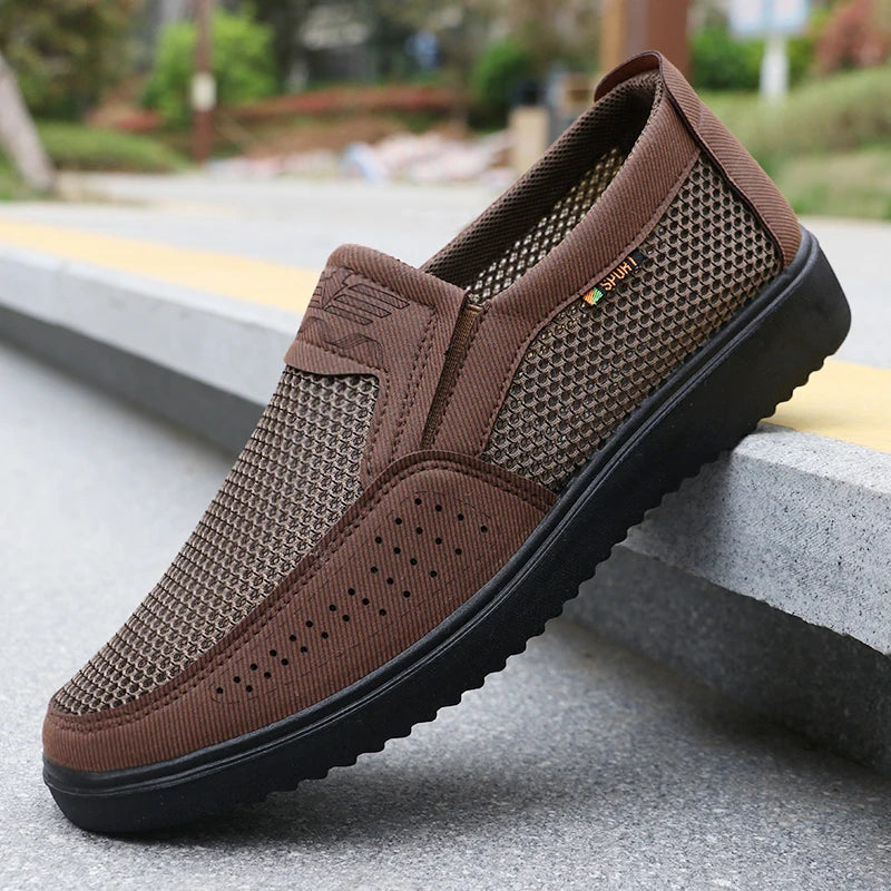 Men's Slip-On Mesh Shoes with Elastic Side Inserts