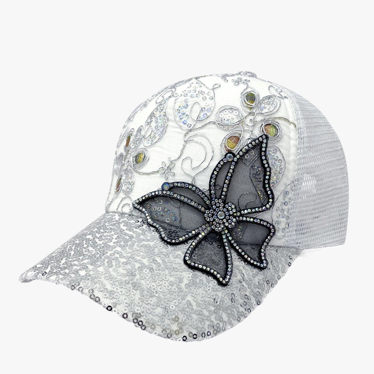 Shiny Denim Baseball Cap with Adjustable Back Strap