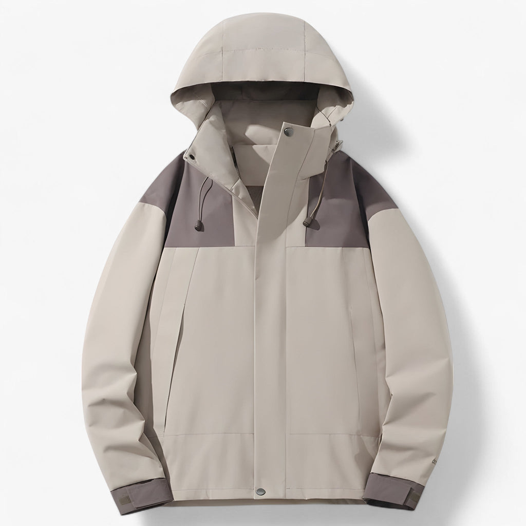 Unisex Water-Resistant Outdoor Jacket with Adjustable Hood