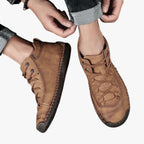 Hand-Stitched Faux Leather Loafers with Flexible Sole