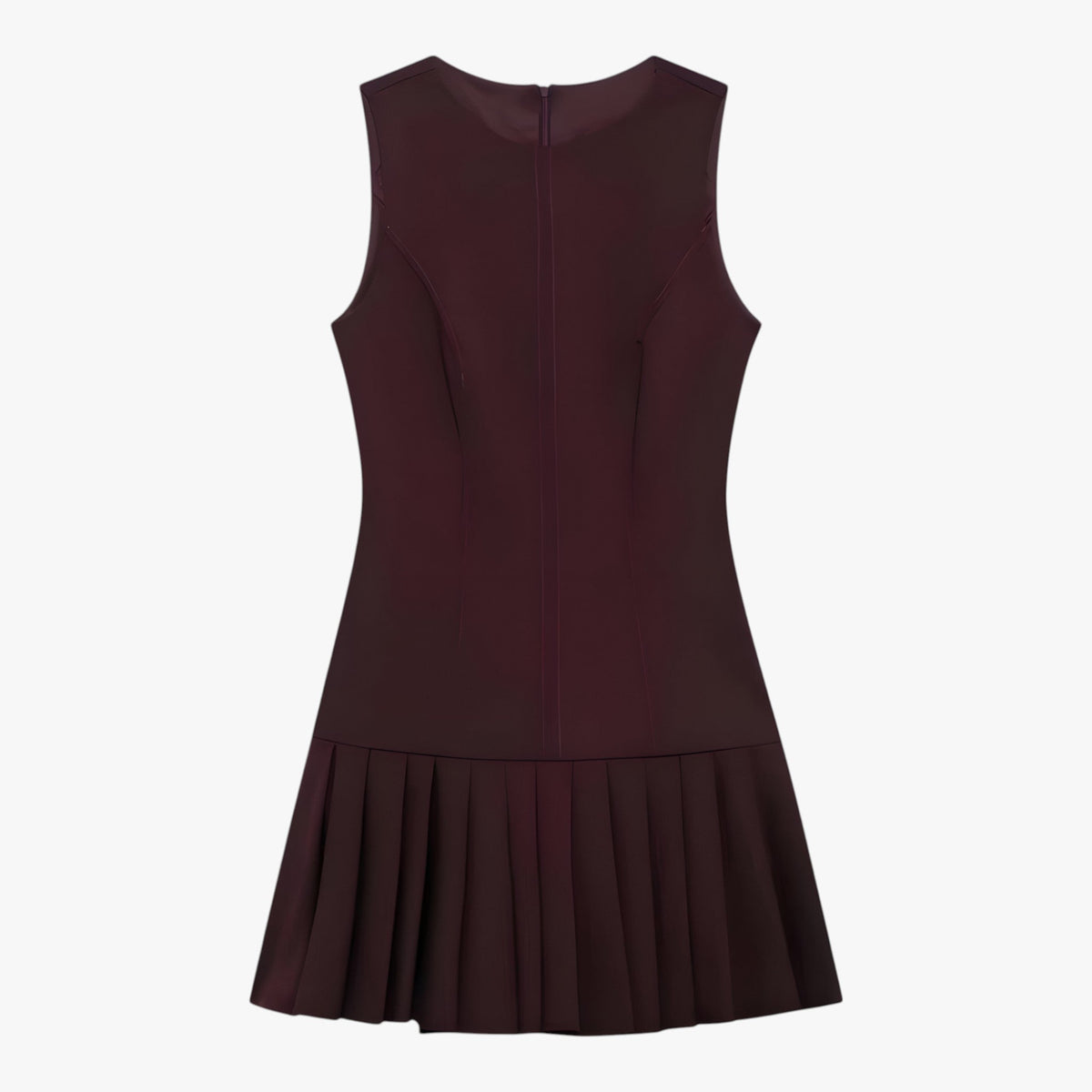 Vestido corto plisado con escote redondo