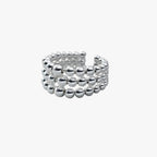 Handgjord geometrisk ring i tre lager i silverton
