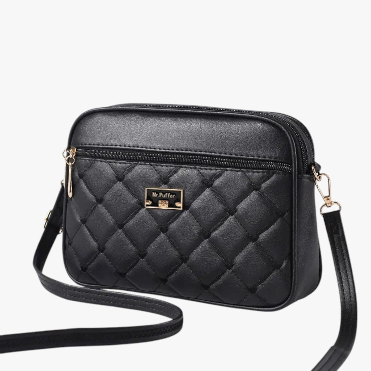 Small Quilted PU Shoulder Bag with Glossy Finish