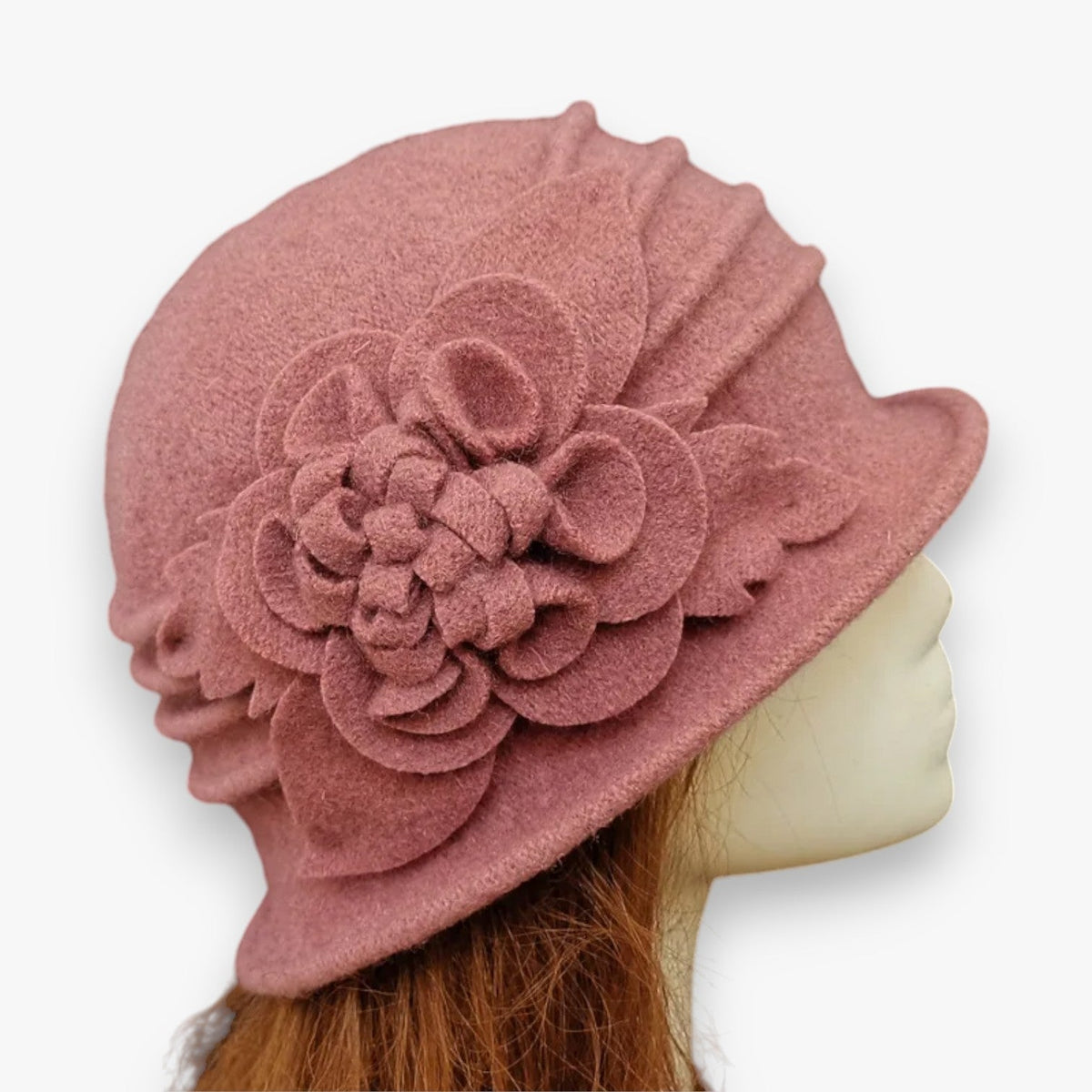 Floral Print Wool Blend Fedora Hat for Autumn and Winter