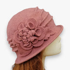 Floral Print Wool Blend Fedora Hat for Autumn and Winter
