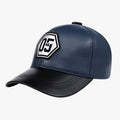 Embroidered Faux Leather Cap with Wide Brim for Sun Protection