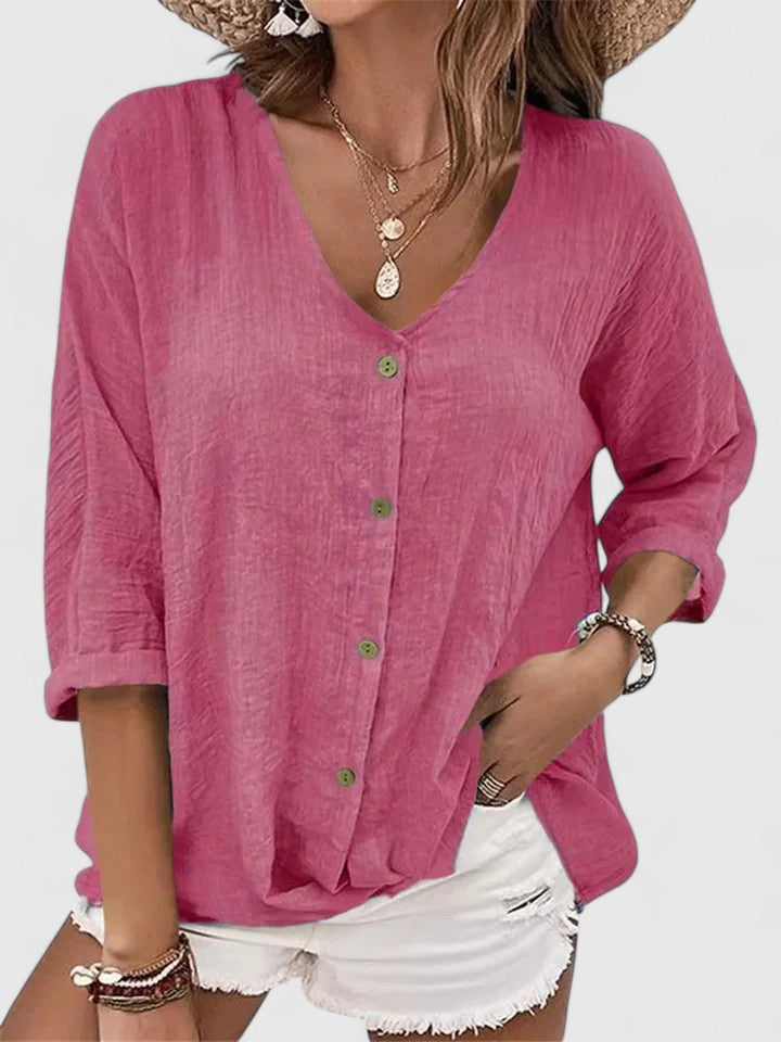 Light V-Neck Blouse with Airy Comfort