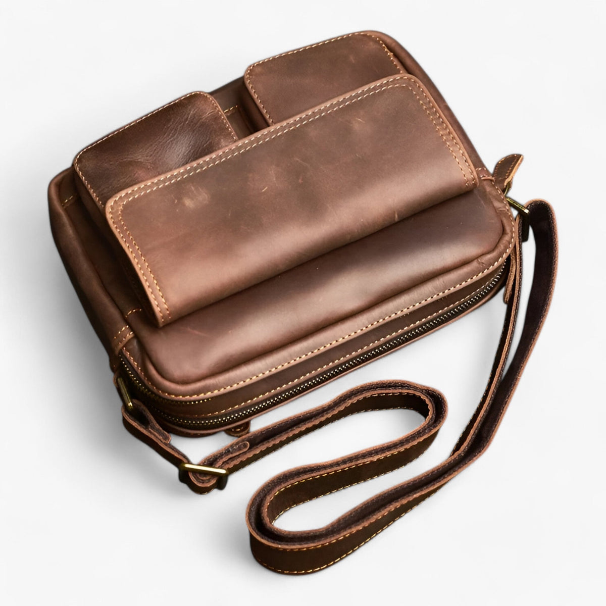 Faux Leather Messenger Bag for Work and Travel