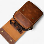 Crazy Horse-Effect Shoulder Bag with Flap Closure
