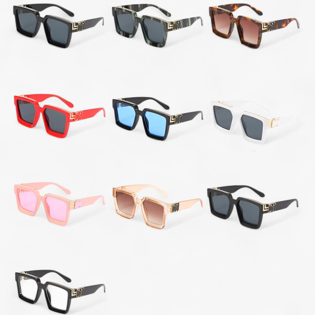 Gafas de sol retro cuadradas con lentes de espejo y ajuste ligero