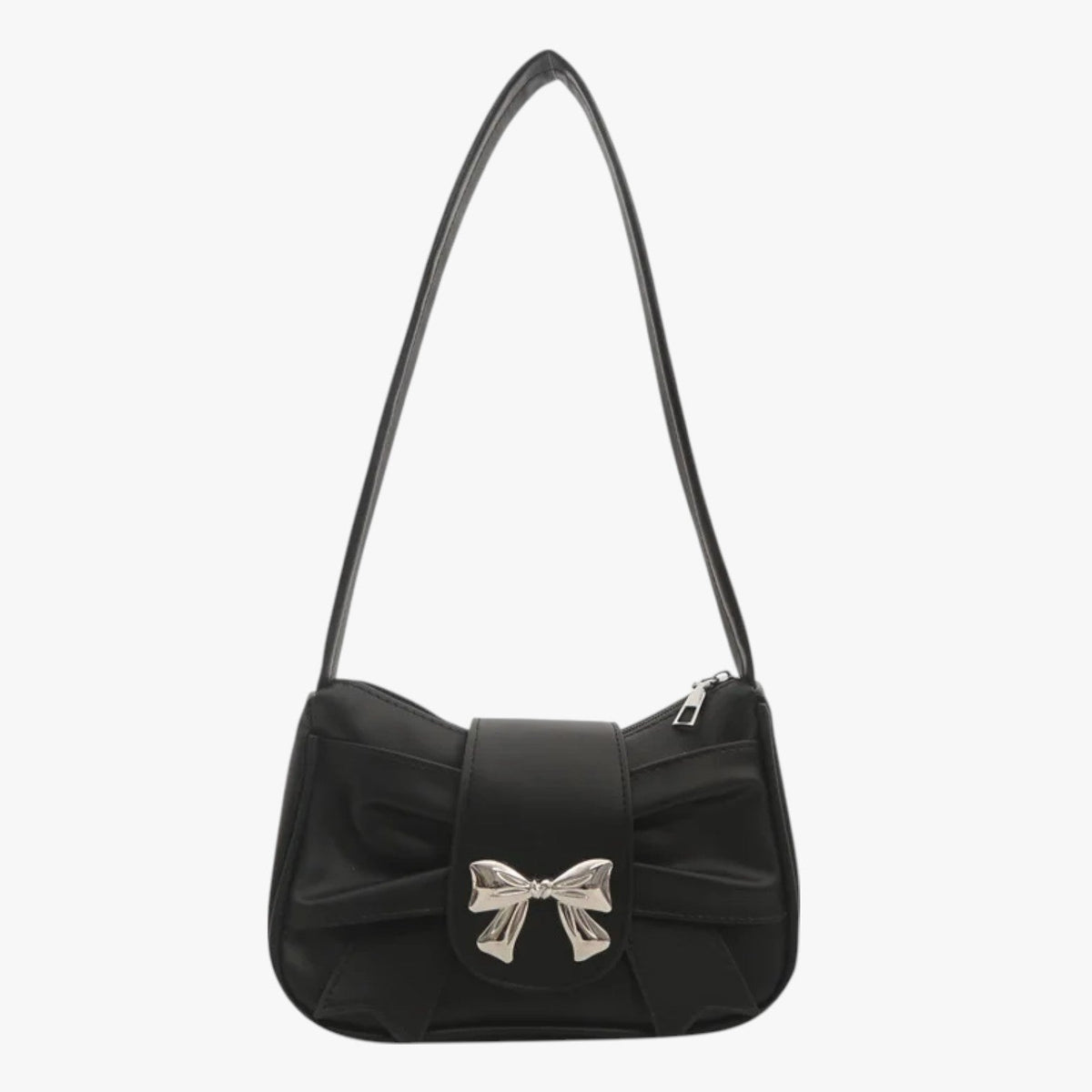 Compact Envelope Clutch with Bow Detail in PU Leather