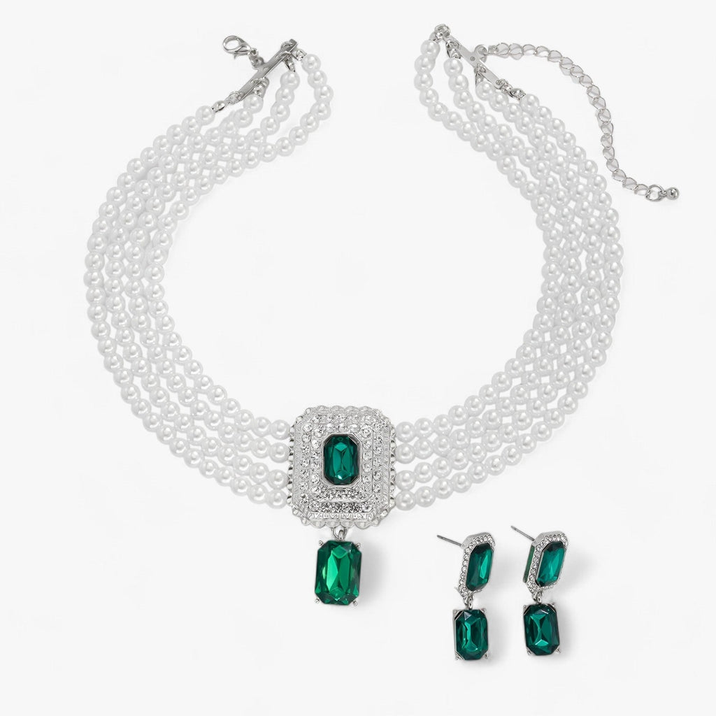 Multi-Layered Pearl Necklace and Earring Set for Occasions