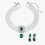Multi-Layered Pearl Necklace and Earring Set for Occasions