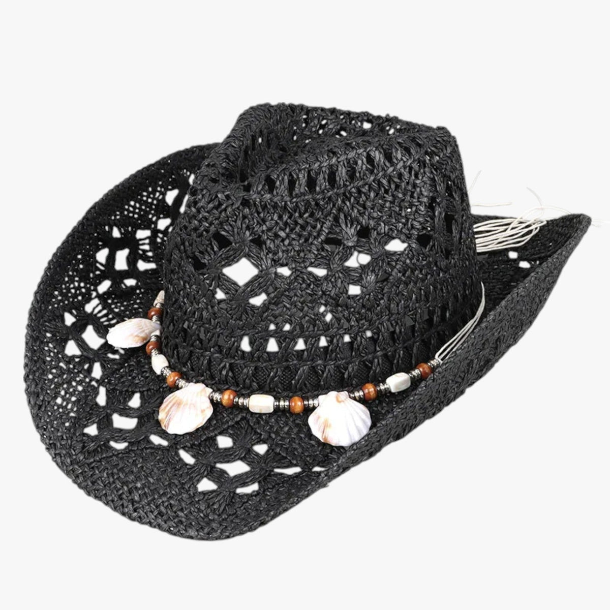Straw Cowboy Hat with Wide Curved Brim for Summer