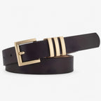 Versatile Belt with Gold-Tone Buckle for Work and Casual Wear