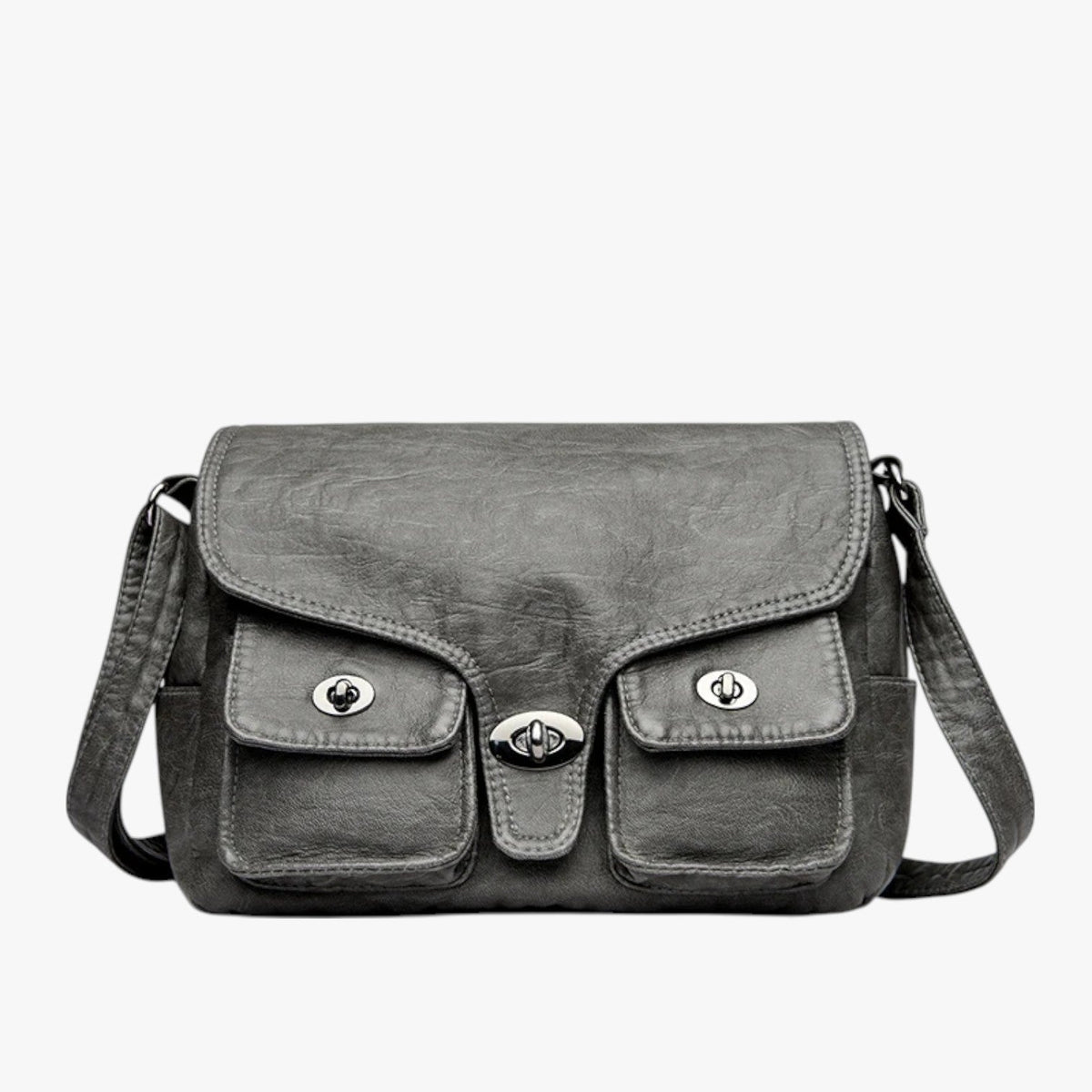 Retro-Style PU Leather Shoulder Bag with Adjustable Strap