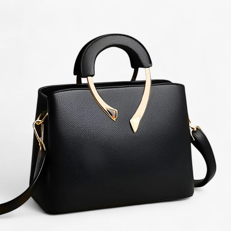 Faux Leather Tote Bag with Multiple Interior Pockets
