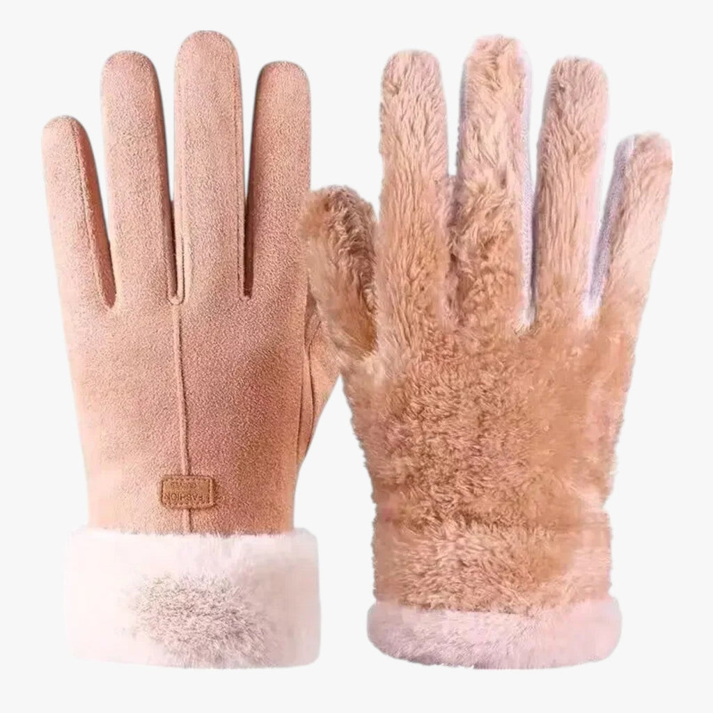 Soft Plush-Lined Windproof Gloves with Touchscreen Fingertips