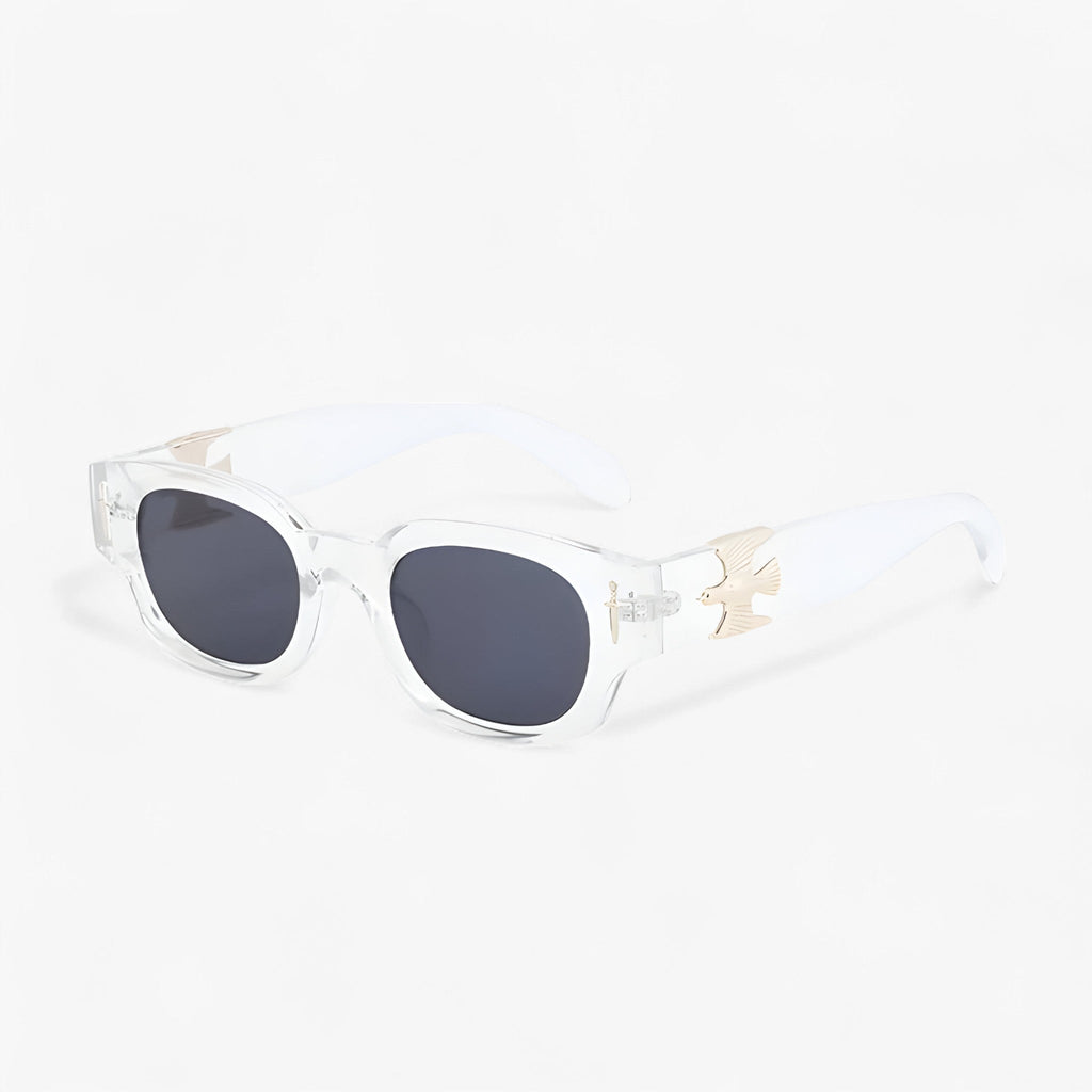 Gafas de sol rectangulares vintage con detalle de águila en la patilla