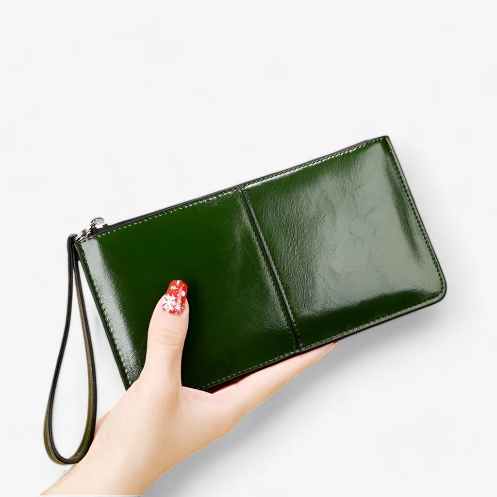 Vintage-Style PU Leather Wallet with Wrist Strap