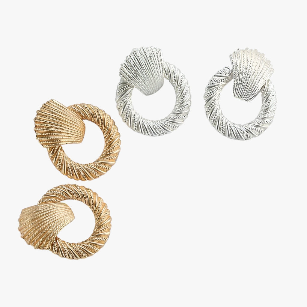 Clip-On Drop Earrings with Hanging Pendant Design