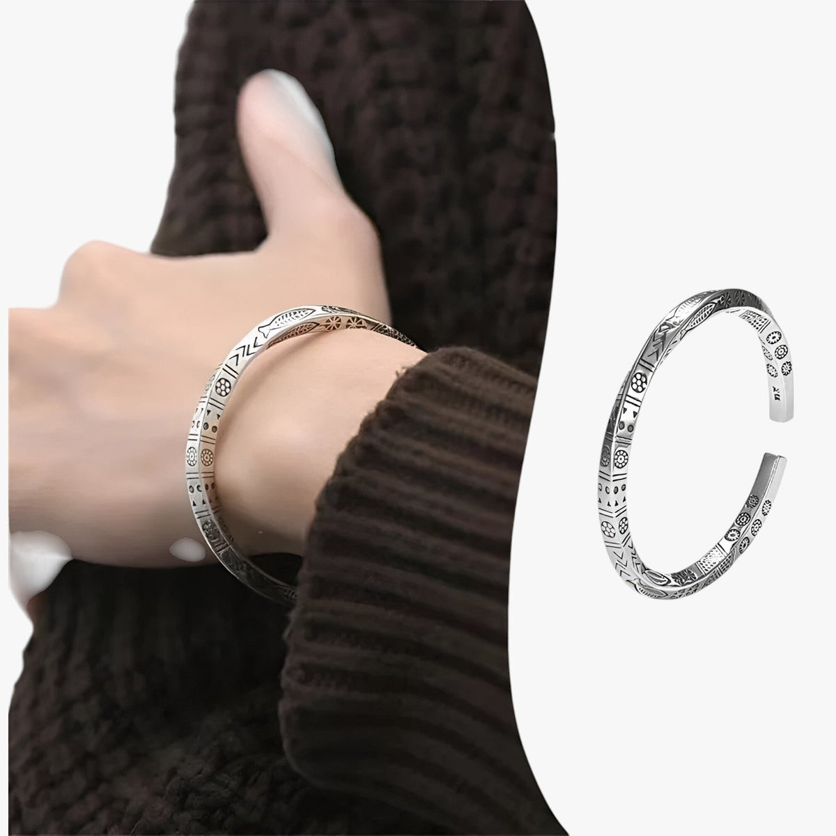 Open Möbius Loop Bracelet with a Silver-Tone Finish