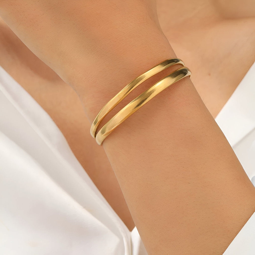 Two-Layer Stainless Steel Bracelet with Adjustable Fit