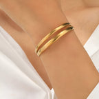 Two-Layer Stainless Steel Bracelet with Adjustable Fit