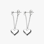 Heart-Shaped Silver-Tone Earrings, Hypoallergenic