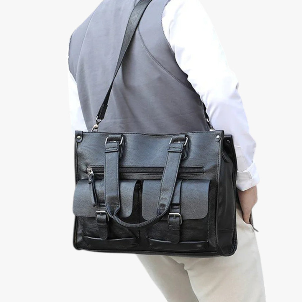 Bolso de hombro de piel sintética PU con compartimento para portátil para el trabajo
