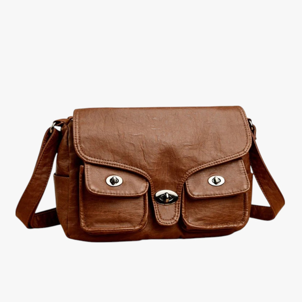 Retro-Style PU Leather Shoulder Bag with Adjustable Strap