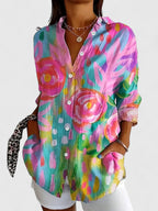 Colourful Print Blouse with Relaxed Fit