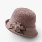 Bucket hat i ull med rosettdetalj i vintagestil