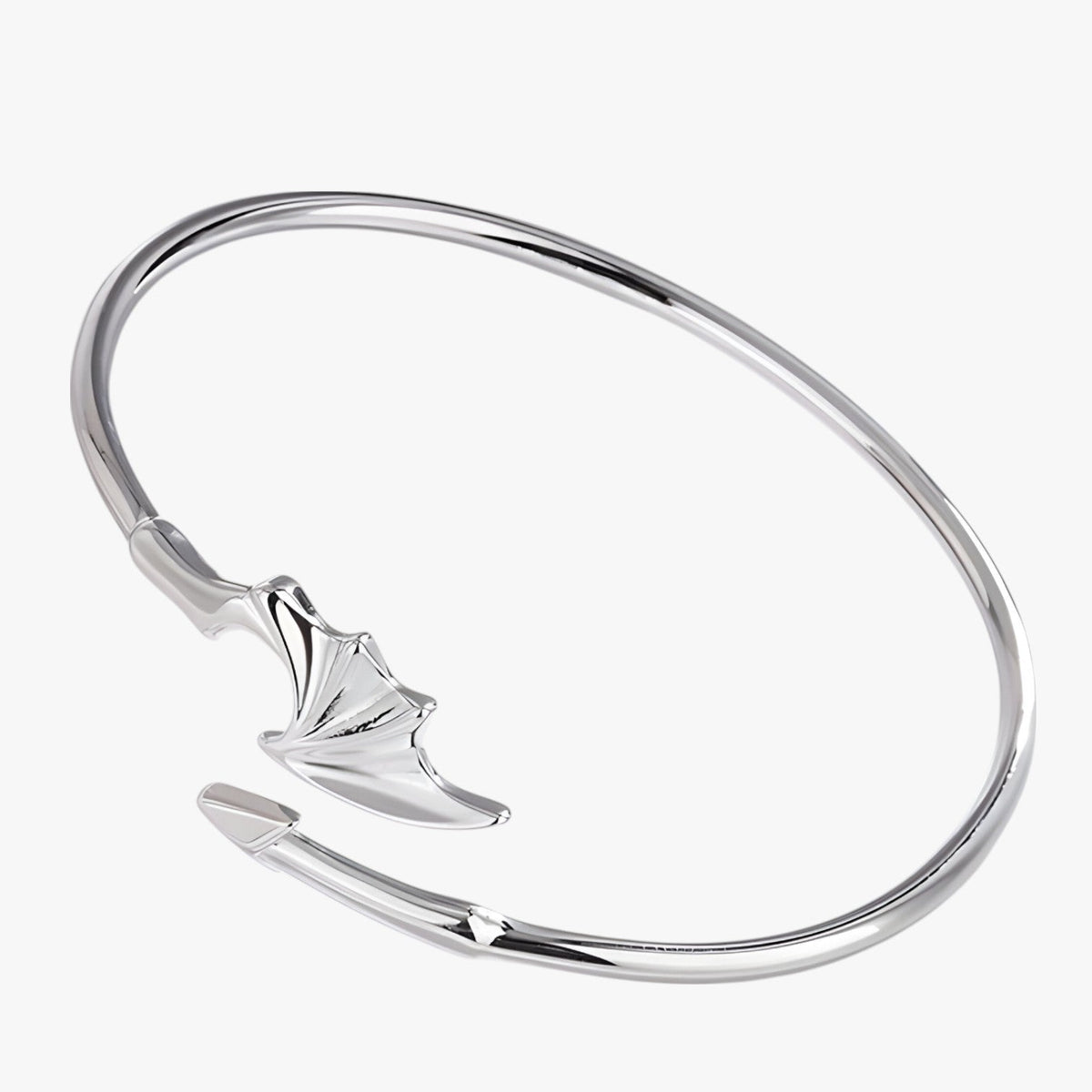Silver-Tone Bracelet with Gold-Tone Feather Detail