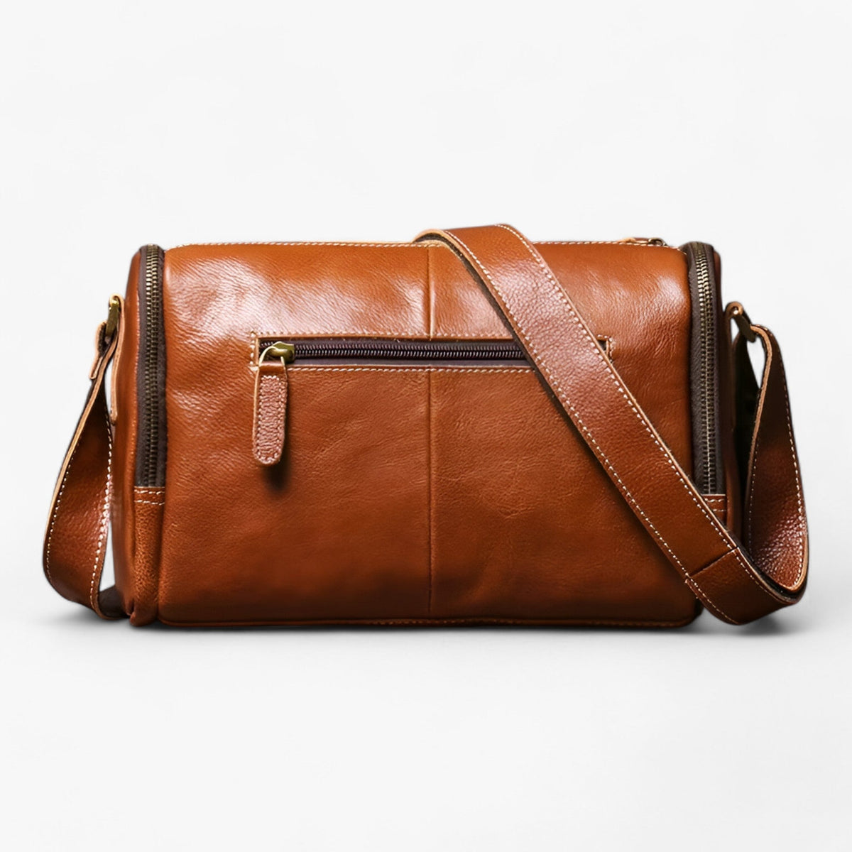 Vintage Structured Shoulder Bag with Multiple Compartments
