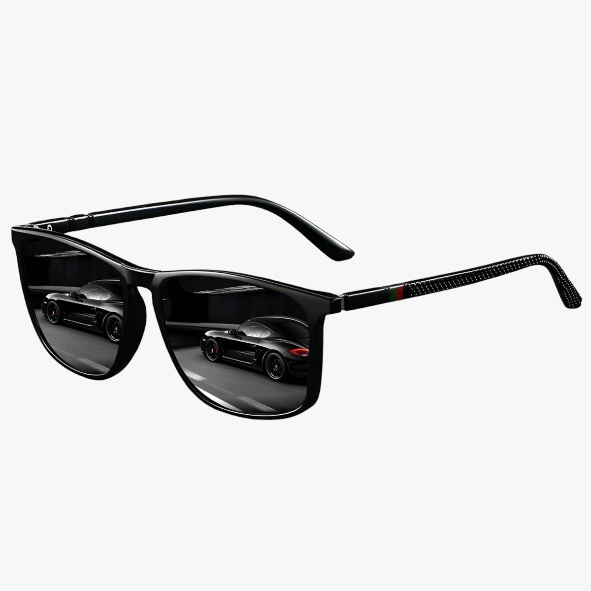 Vintage Striped Polarised Sunglasses with Retro Detailing