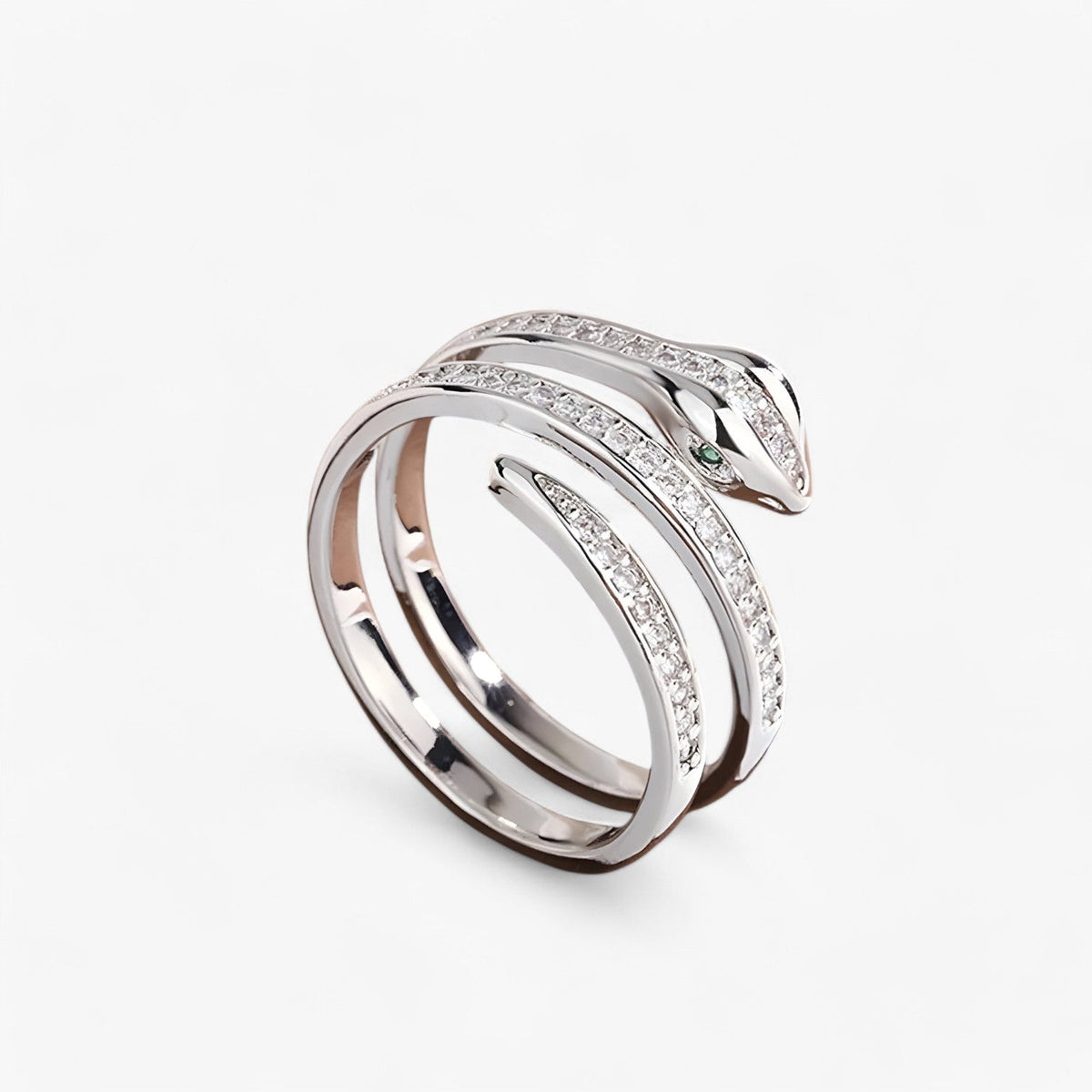 Adjustable Snake-Shaped Ring with Sparkling Zirconia Accents