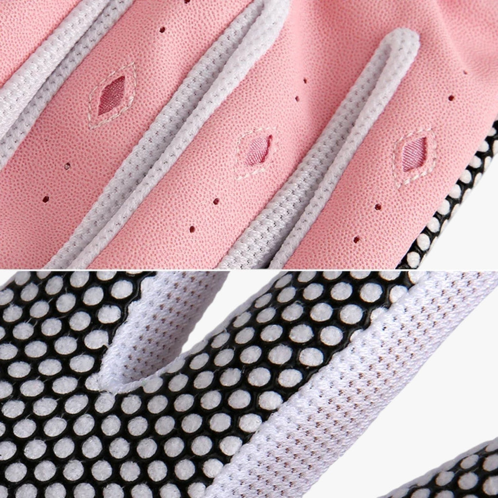 Guantes de golf antideslizantes de piel sintética PU con paneles de malla transpirable