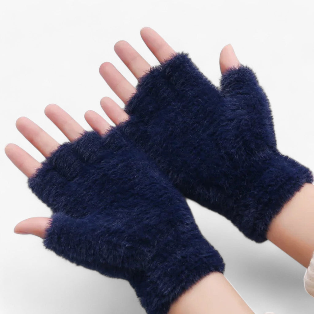 Half-Finger Faux Fur Gloves with Touchscreen Tips