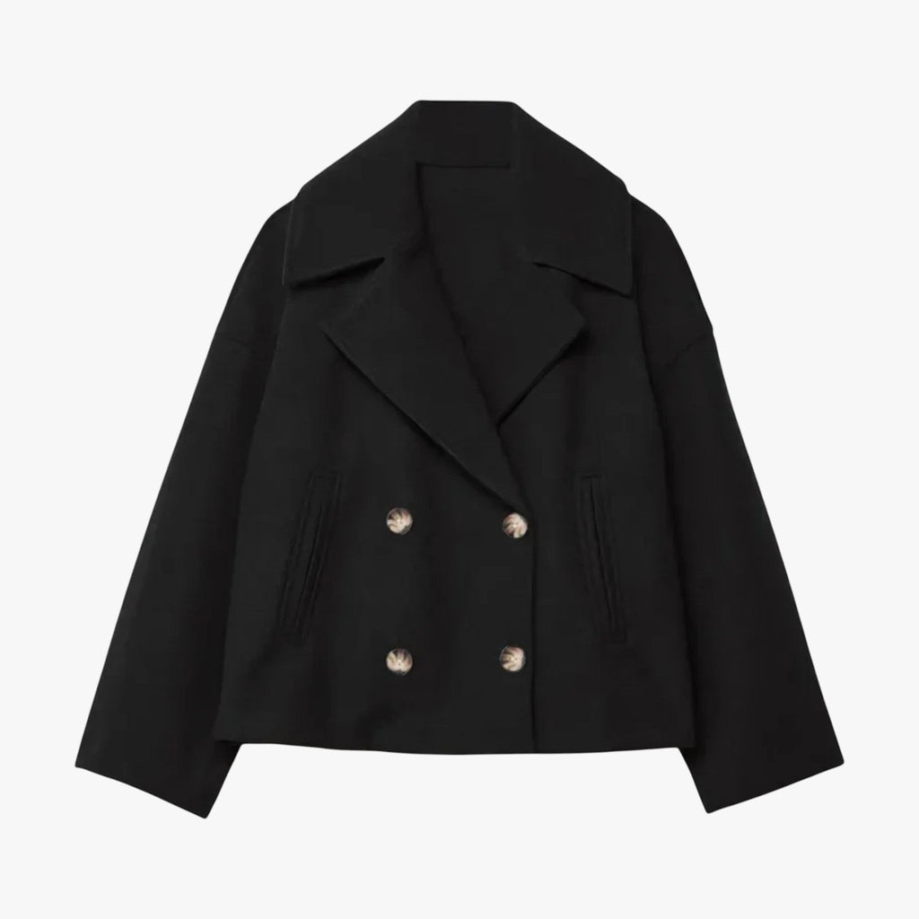 Cropped Wool Jacket with Waist-Defining Fit for Cold Days