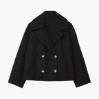 Cropped Wool Jacket with Waist-Defining Fit for Cold Days