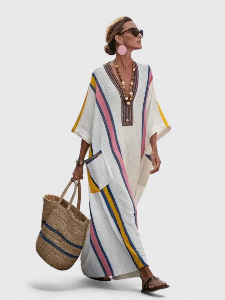 Two Tone Maxi Dress with Classic Silhouette