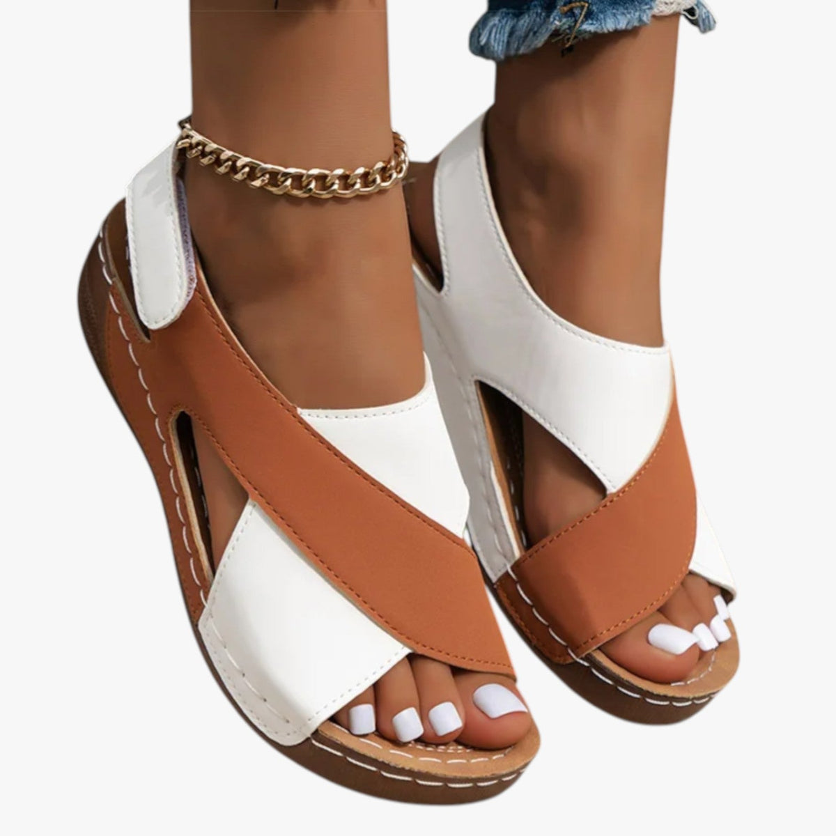 Sandalias de cuña con diseño transpirable de puntera abierta