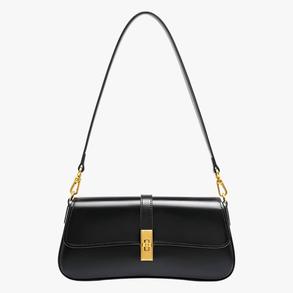 Faux Leather Baguette Bag with Adjustable Strap