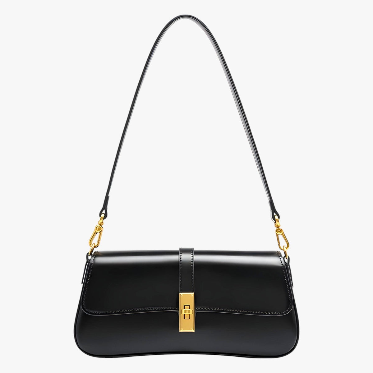 Faux Leather Baguette Bag with Adjustable Strap