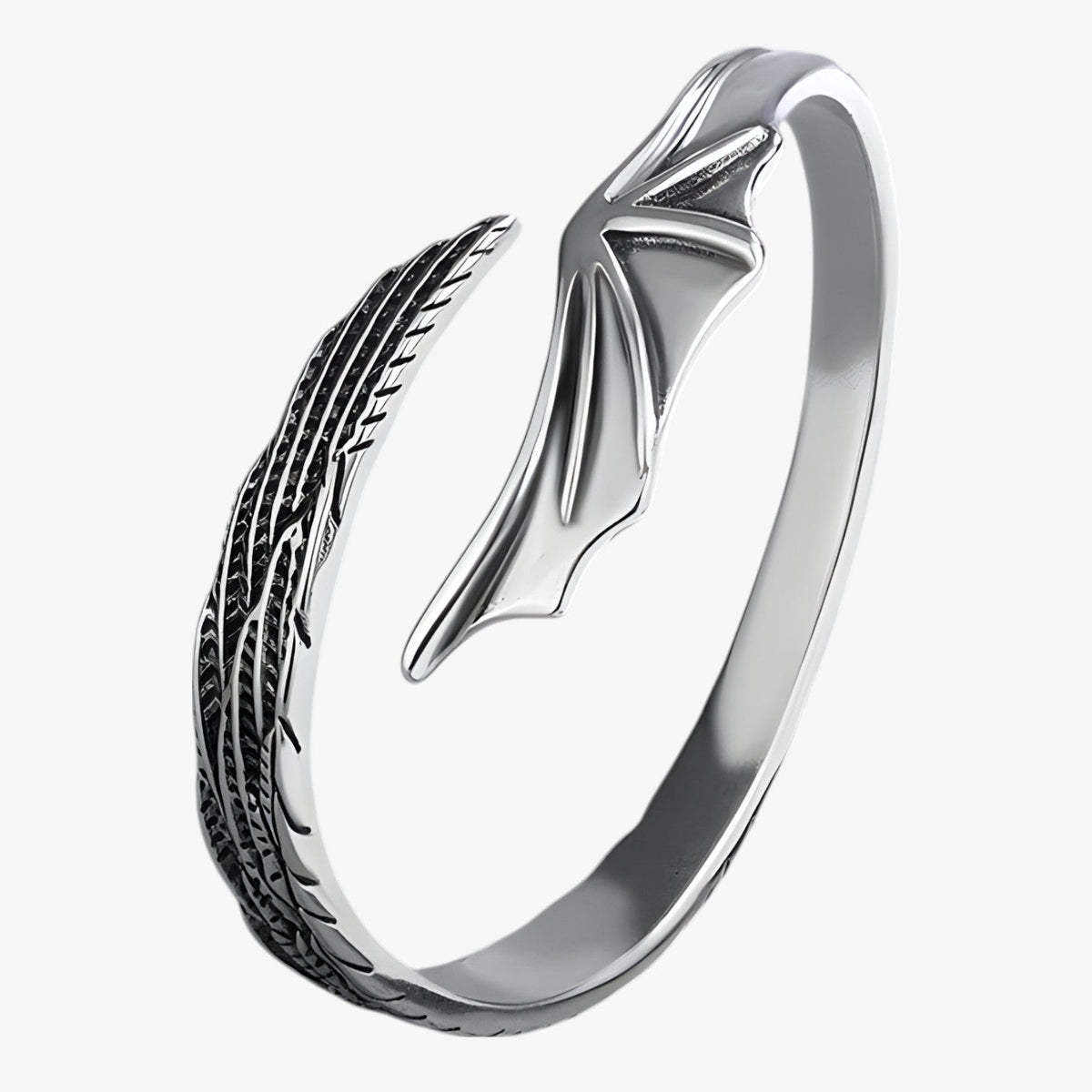Silver-Tone Bracelet with Gold-Tone Feather Detail
